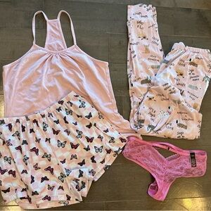Pink Butterfly Print Sleepwear Set